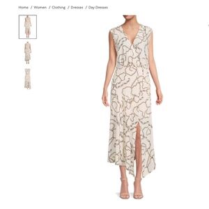 Veronica beard Cream and Brown Chain Link Patterned Dress